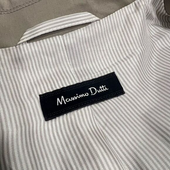 Massimo Dutti Women's Gray Taupe One Button V Neck Single Breasted Blazer Size S - Picture 16 of 16